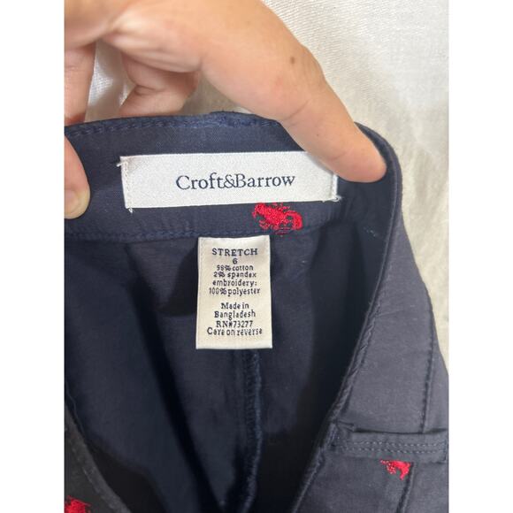 Croft Barrow VTG Skort 6 Navy Blue Red Embroidered Lobsters Shorts Skirt Stretch - Picture 9 of 10